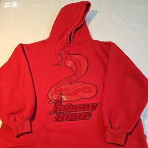 RARE Vintage Johnny Blaze Snake Cobra Y2K Hip Hop Skate Cinch Hoodie Red X XL